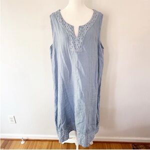 Rosemarine Women Italy Linen Eyelet Dress 1X Coastal Beach Vacation Sustainable